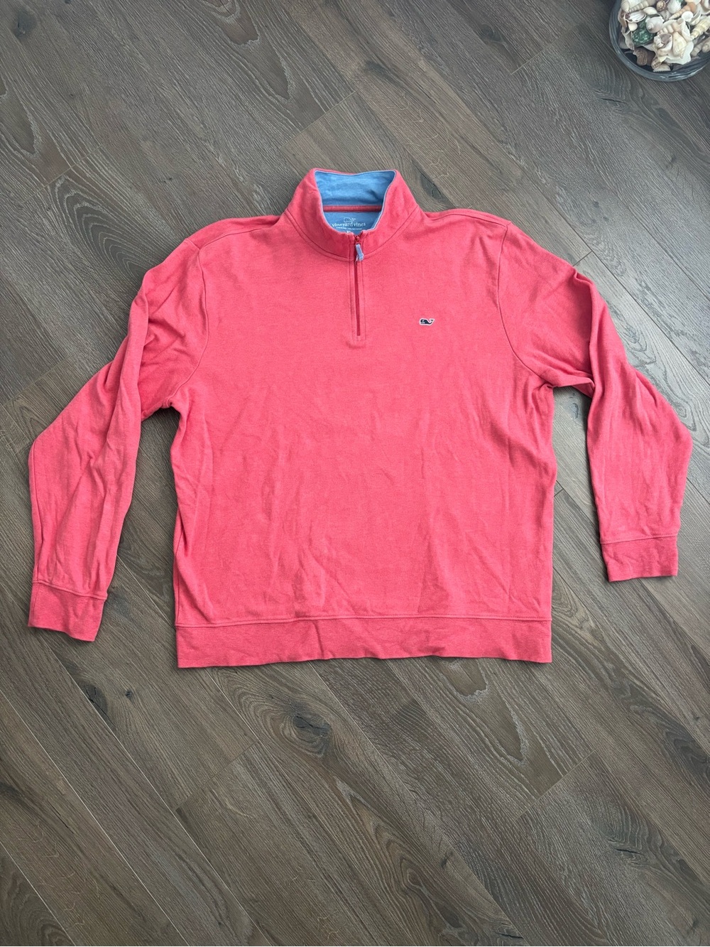 Vineyard Vines Coral Half-Zip Cotton Pullover
